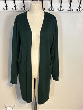 Vero Moda Dark Green Open-Front Cardigan with Pockets